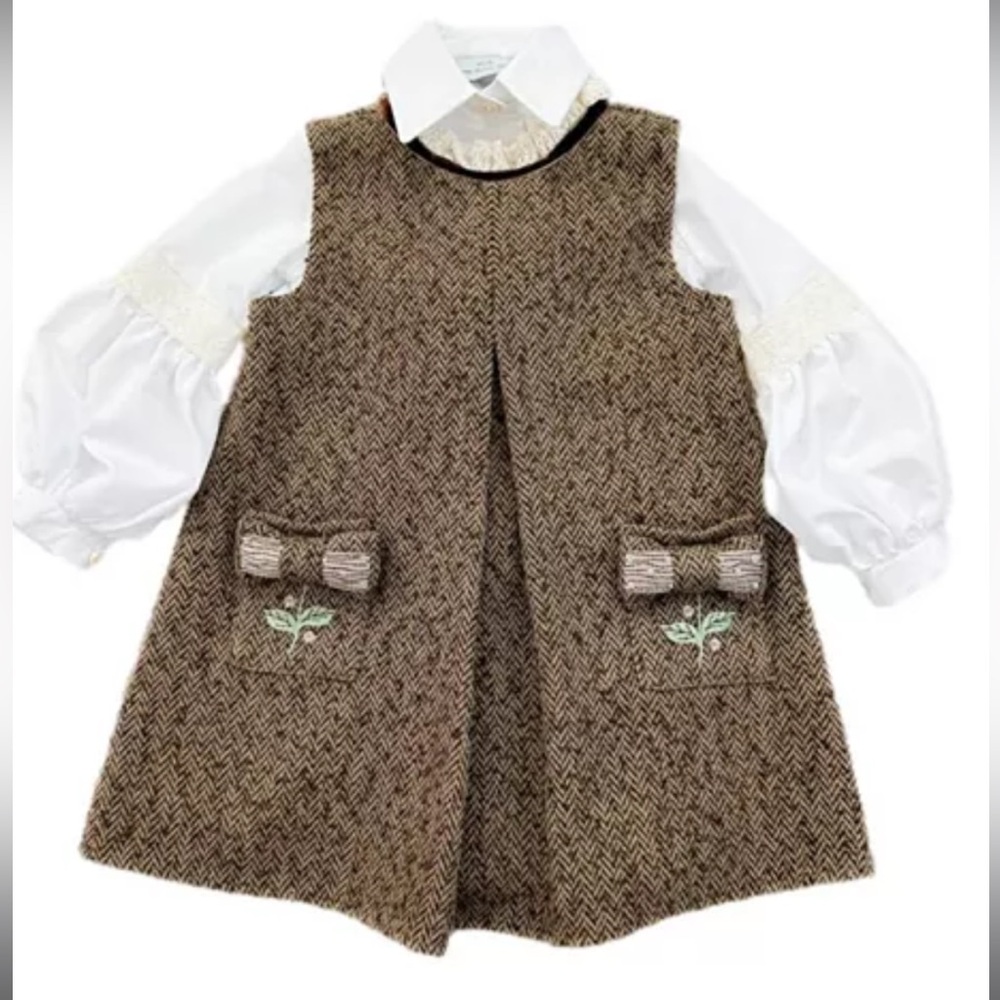 Petite Maison Kids Herringbone Dress and Blouse Set